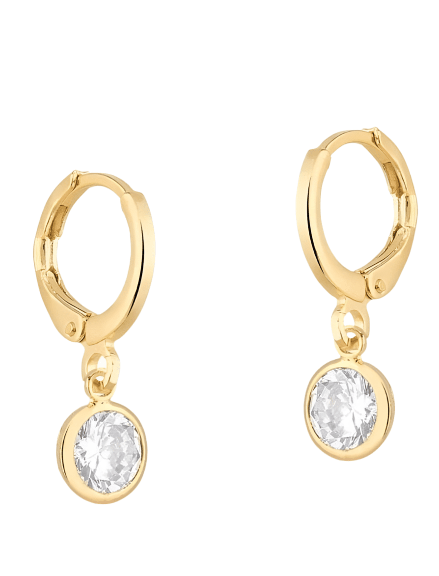 Viola - Huggie Hoop Earrings with CZ Stone