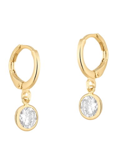 Viola - Huggie Hoop Earrings with CZ Stone