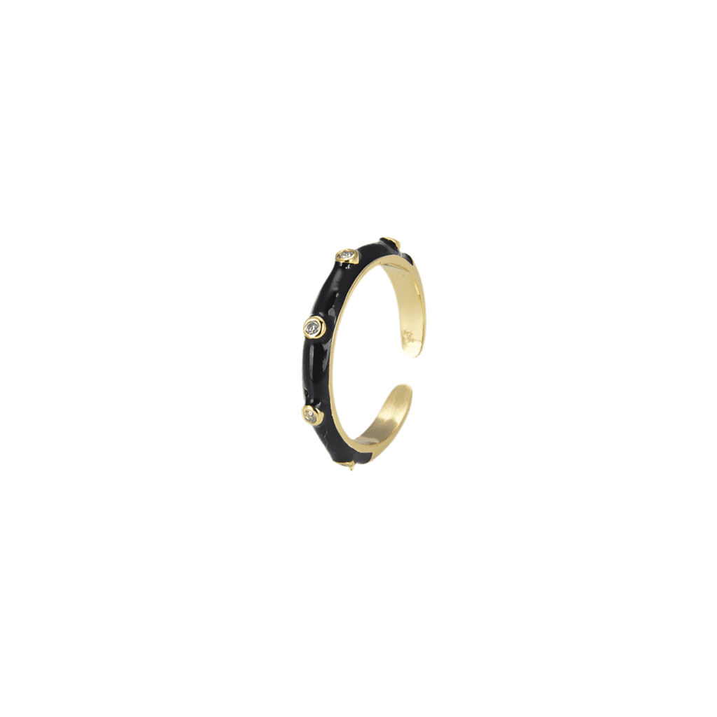 Lucie - Black Enamel Adjustable Ring