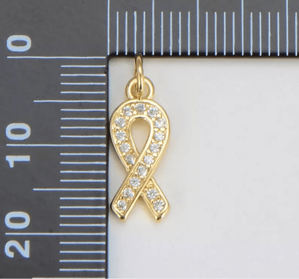 Awareness Ribbon Cubic Zirconia Charm