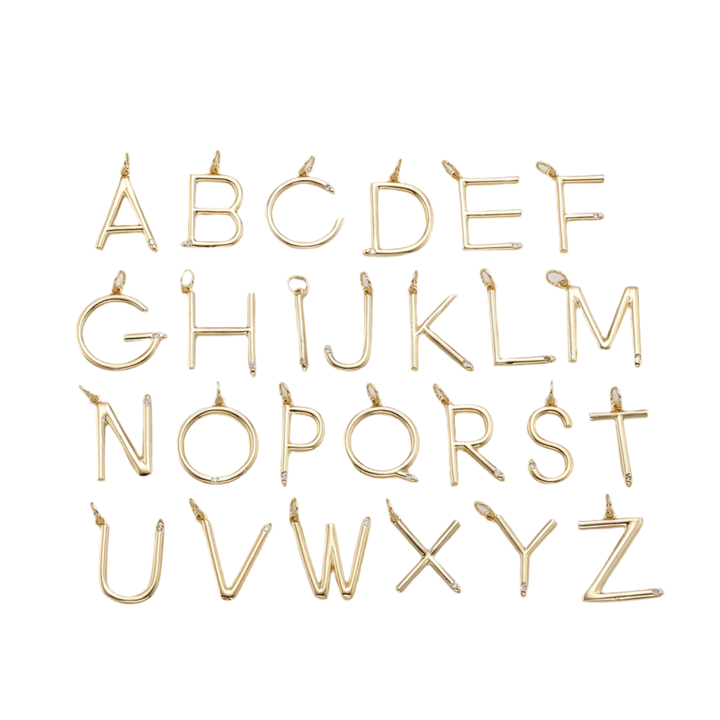 Letter Charm with Cubic Zirconia