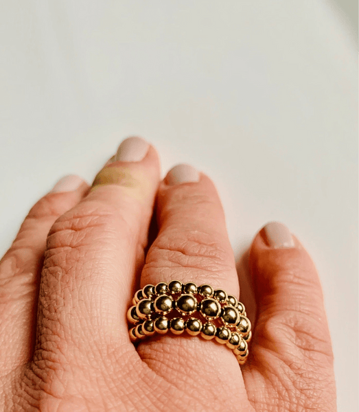 Bella Signature Gold Beaded Stretch Rings