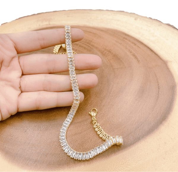 Gemma Collection - Baguette Necklace with extender chain