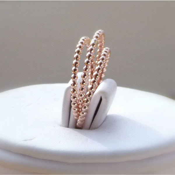 Bella Signature Rose Gold Beaded Stretch Rings