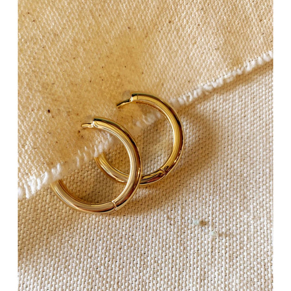 18K Gold Filled Rounded Polished Clicker Hoop Earrings