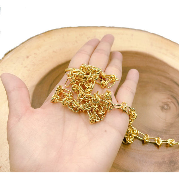 18K Gold Plated Rolo Stadium Cable Paperclip Bracelet or Necklace