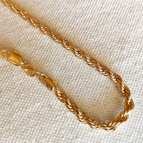 18k Gold Filled Rope Bracelet