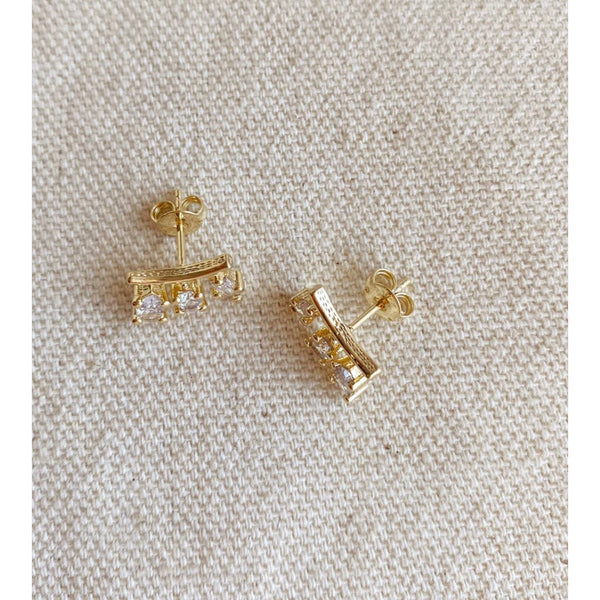 18k Gold Filled Clear Cubic Zirconia 3-Shapes Stud Earrings