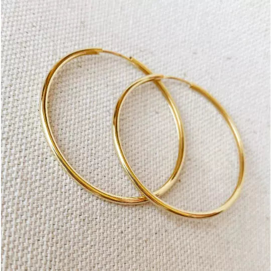 18k Gold Filled Hollowed Endless Continuous Hoop Earrings