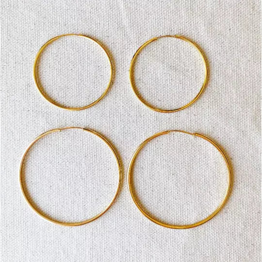 18k Gold Filled Hollowed Endless Continuous Hoop Earrings