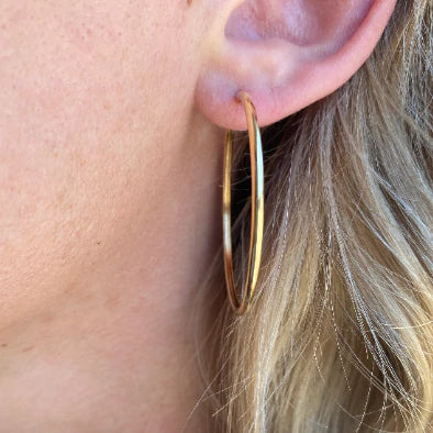 18k Gold Filled Hollowed Endless Continuous Hoop Earrings