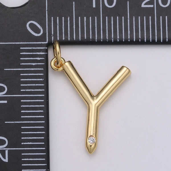 Letter Charm with Cubic Zirconia