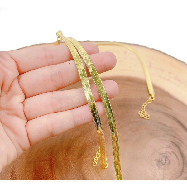 24K Gold Filled Snake Herringbone Necklace