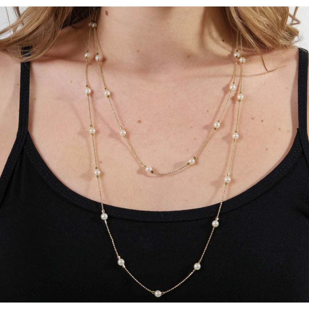 Long Wrap Around Pearl Necklace