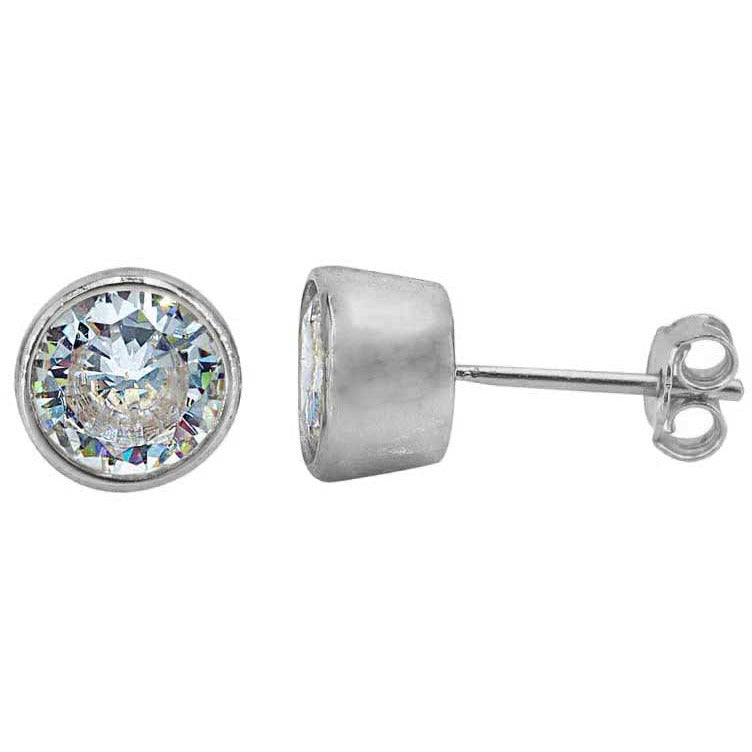 Faceted round cubic zirconia studs
