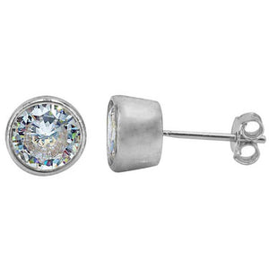 Faceted round cubic zirconia studs
