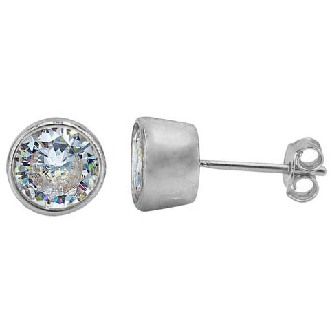 Faceted round cubic zirconia studs