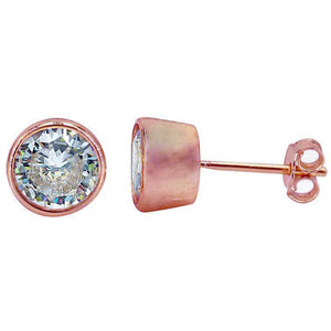Anna - Rose Gold Faceted Cubic Zirconia Studs