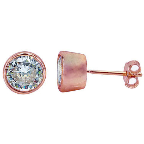 Anna - Rose Gold Faceted Cubic Zirconia Studs