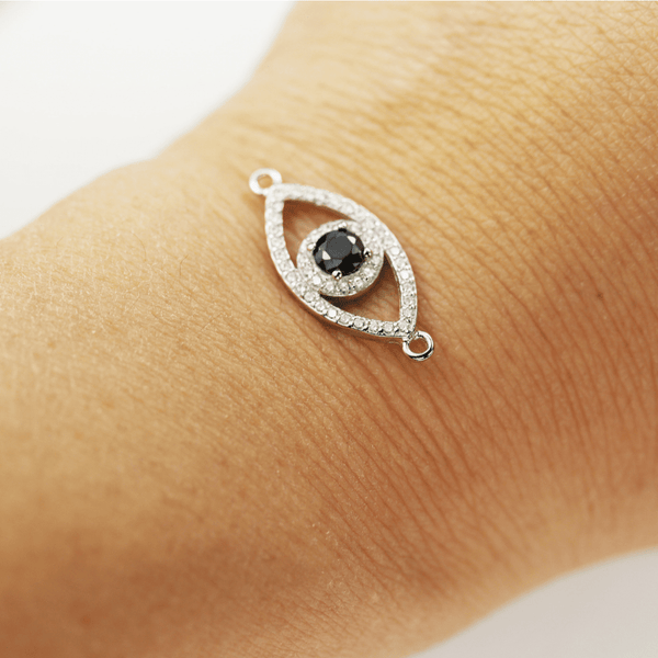 925 Sterling Silver with Cubic Zirconia Evil Eye Jewelry Finding