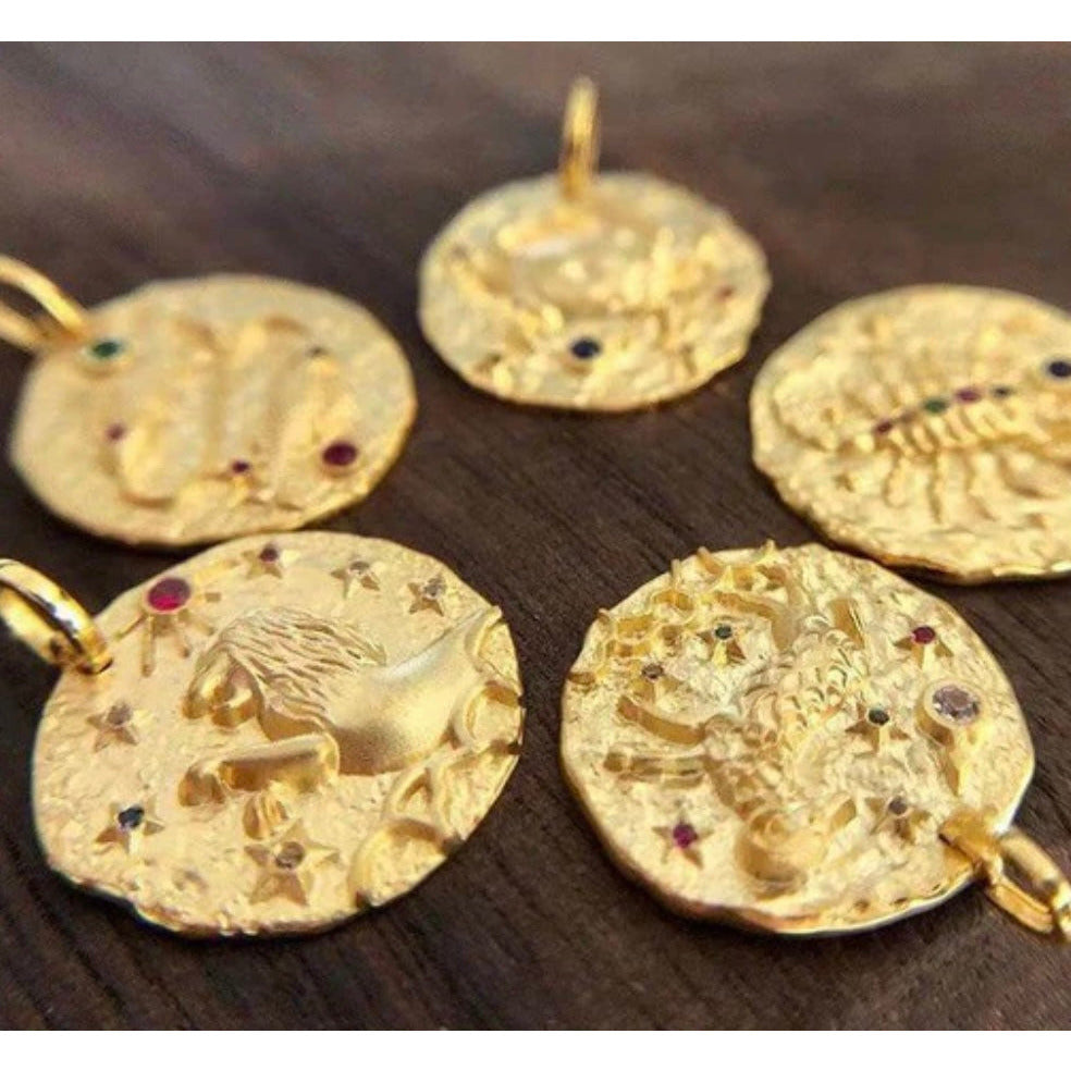 18k Gold Plated Horoscope Signs Constellation Zodiac Cubic Zirconia Necklace