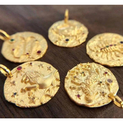 18k Gold Plated Horoscope Signs Constellation Zodiac Cubic Zirconia Necklace