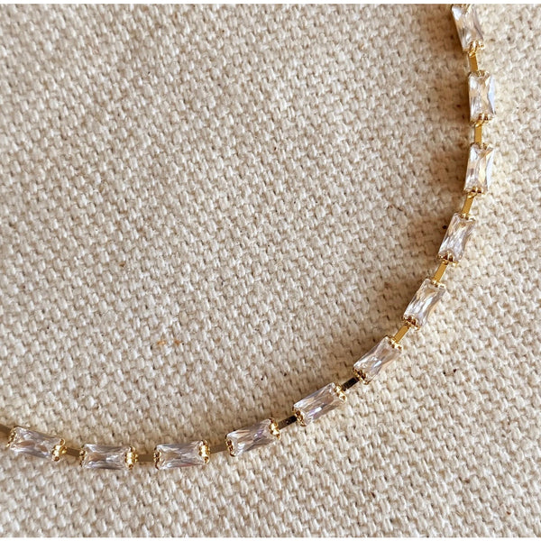 18k Gold Filled Sideway Baguette Tennis Bracelet