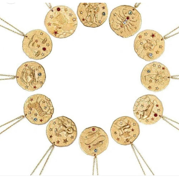 18k Gold Plated Horoscope Signs Constellation Zodiac Cubic Zirconia Necklace